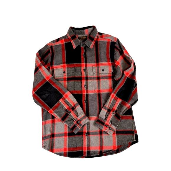 Filson Vintage Style Flannel Work Shirt | Red, Gray & Black | Men's Sz L - Picture 1 of 6